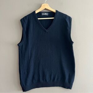 Woolovers Mens Vest 100% Pure New Wool Jumper Navy Blue Sz Large